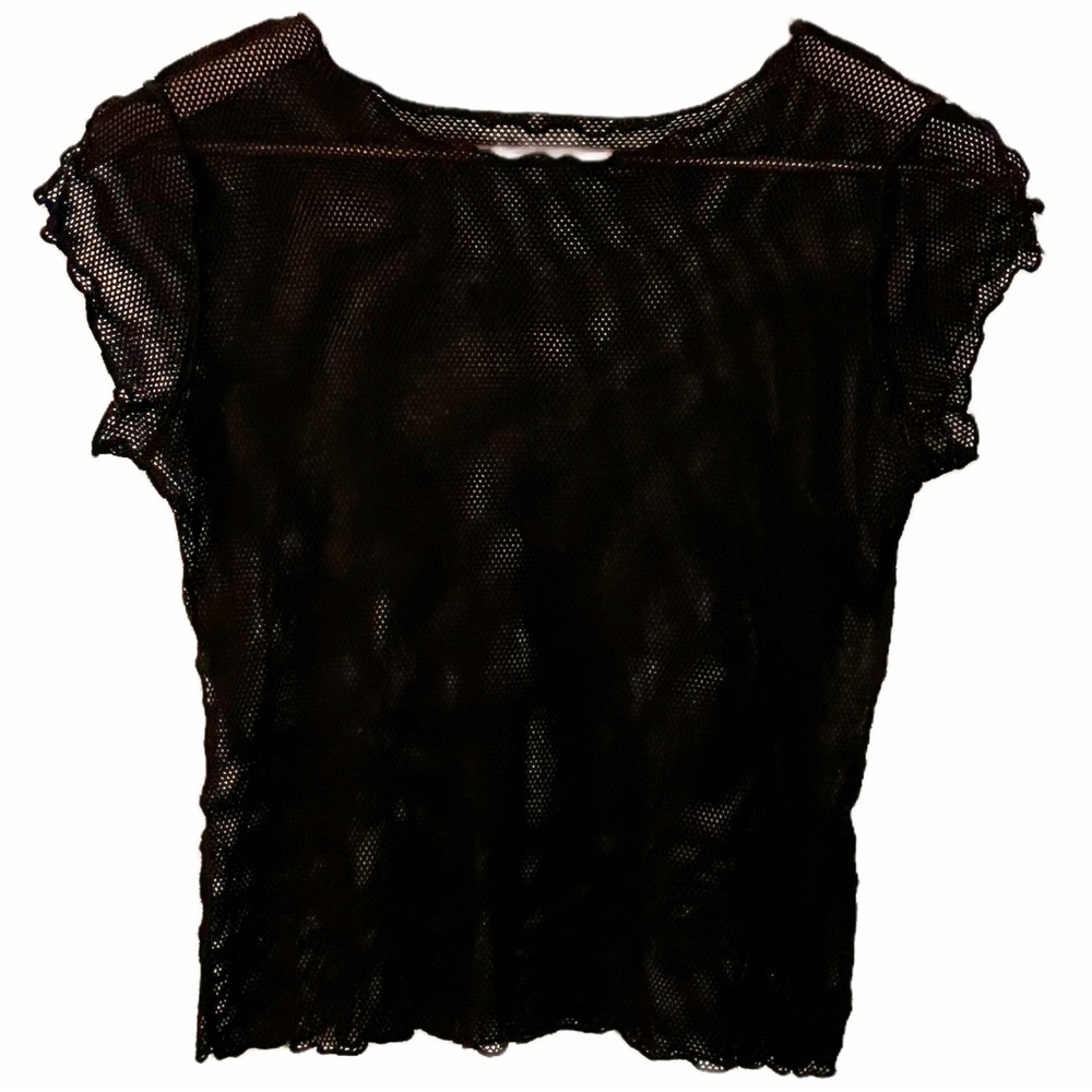 Vintage Black Fishnet Top Size M/L